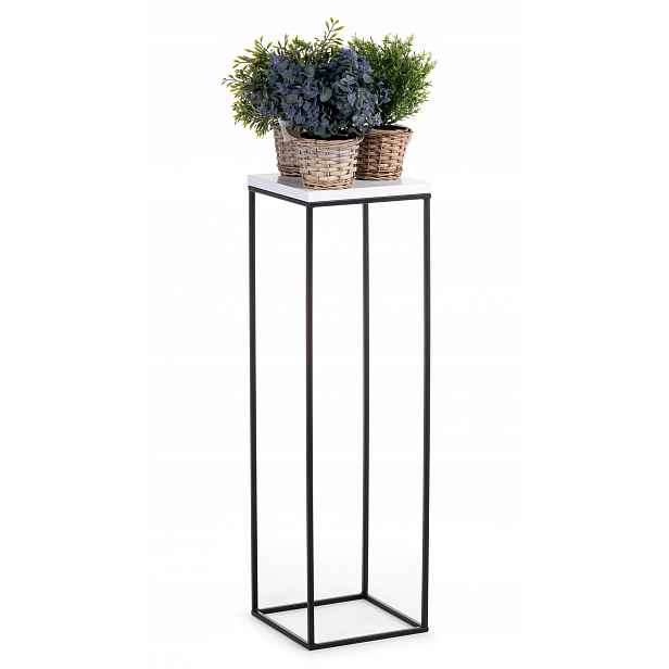 Držák Na Květináč stojící kovový, 80 cm, černobílý, Loft