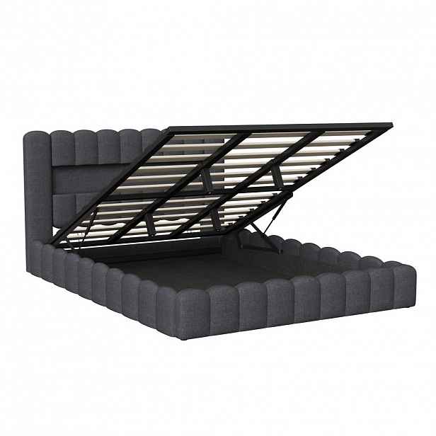 SHOPENTRA ČALOUNĚNÁ postel 140x200 šedá len LED