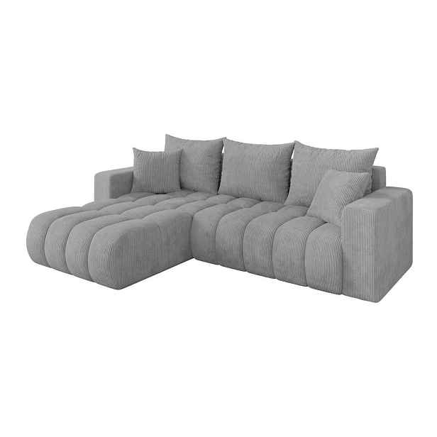 ALTDECOR ROHOVÁ SEDAČKA s funkcí spaní, otoman vlevo MILA-L-v1 277x195x86 šedá manšestr