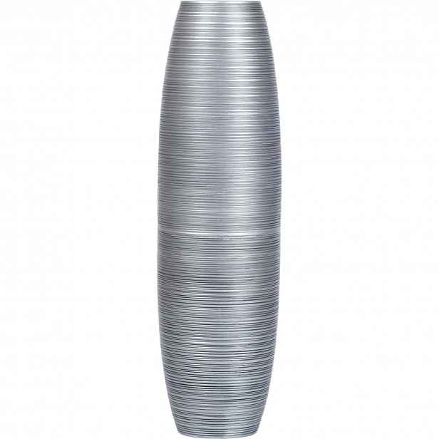 Dřevěná stojící váza dekorativní, velká, 85 cm, stříbrná
