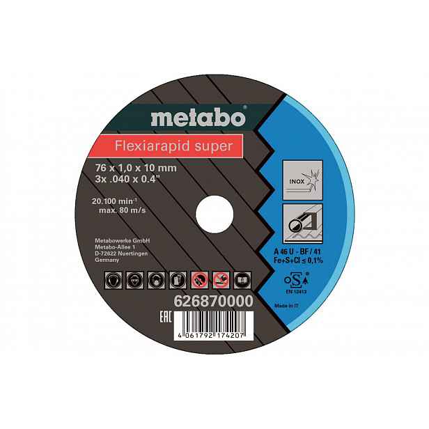 Metabo - Řezný kotouč na kov 76x10 mm, 5 ks 626870000