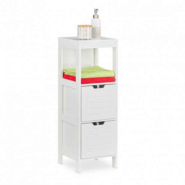 Relaxdays SKŘÍŇKA Bílá koupelnová MDF 2 zásuvky 90 cm