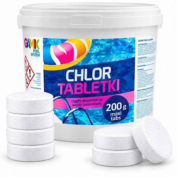 25X200G Chlorové Tablety 5KG Do Bazénu Long Tabs Multi Bazénová Chemie