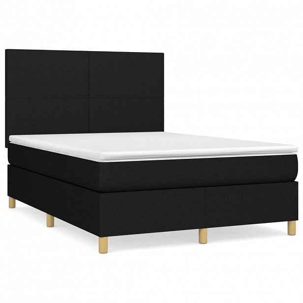vidaXL Box spring postel s matrací černá 140x200 cm textil