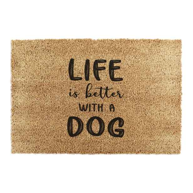 Rohožka z kokosového vlákna 60x90 cm Life Is Better With a Dog – Artsy Doormats