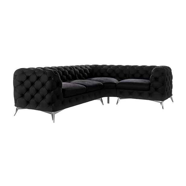 S-Style ROHOVÁ POHOVKA CHESTERFIELD Laura z černého sametu