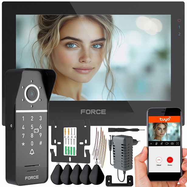 Videodomofon Force Prima Gt+ 7" Černý Full Hd Čtečka Klíčenek WiFi Tuya