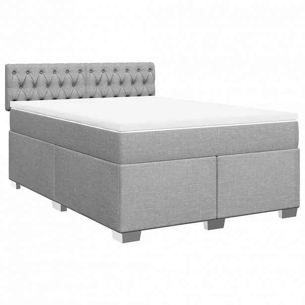 vidaXL Box spring postel s matrací světle šedá 140 x 190 cm textil