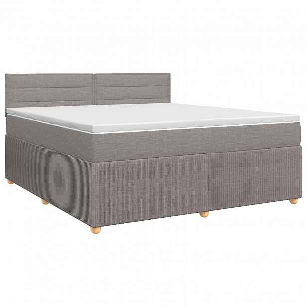 vidaXL Postel boxspring s matrací s čelo Taupe 140 x 200 cm Textil