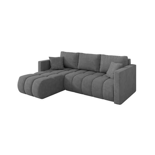 ALTDECOR ROHOVÁ SEDAČKA s funkcí spaní, otoman vlevo GARD-L 226x146x85 šedá velur