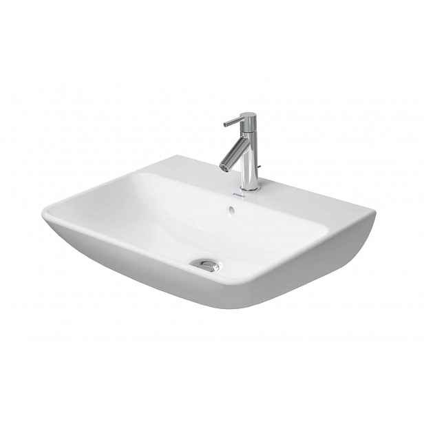 Duravit ME by Starck - Umyvadlo 60x46 cm, s přepadem, otvor pro baterii, DuraShield, matná bílá 233560AC00