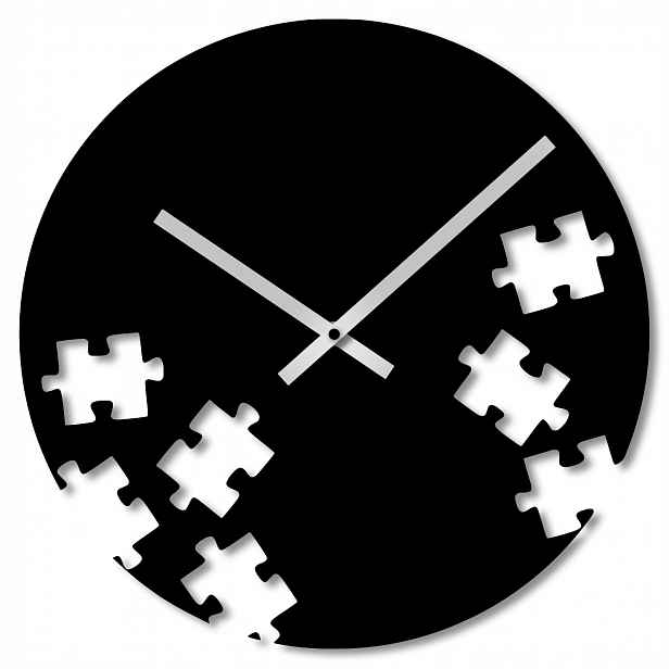 Nástěnné Hodiny 50 cm Dřevěné Nástěnné Hodiny Velké Černé Puzzle 3D