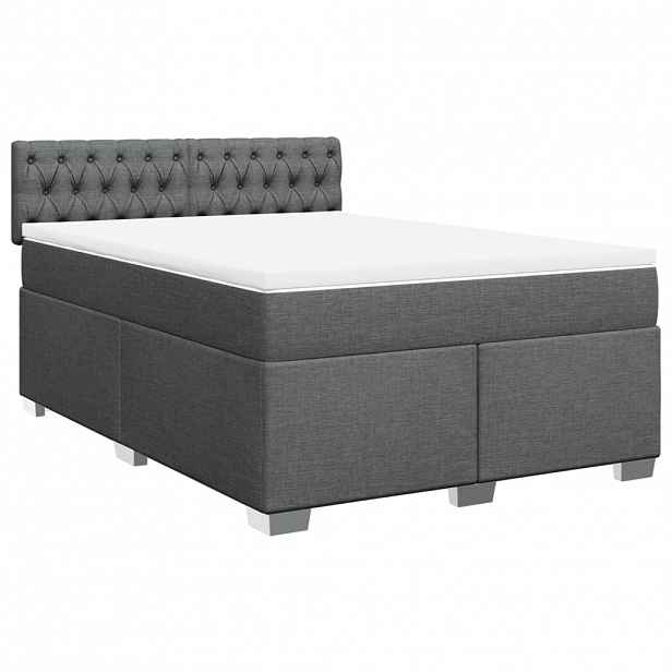 vidaXL Box spring postel s matrací tmavě šedý 140 x 190 cm textil