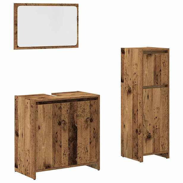 vidaXL 3dílná koupelnová sestava old wood kompozitní dřevo