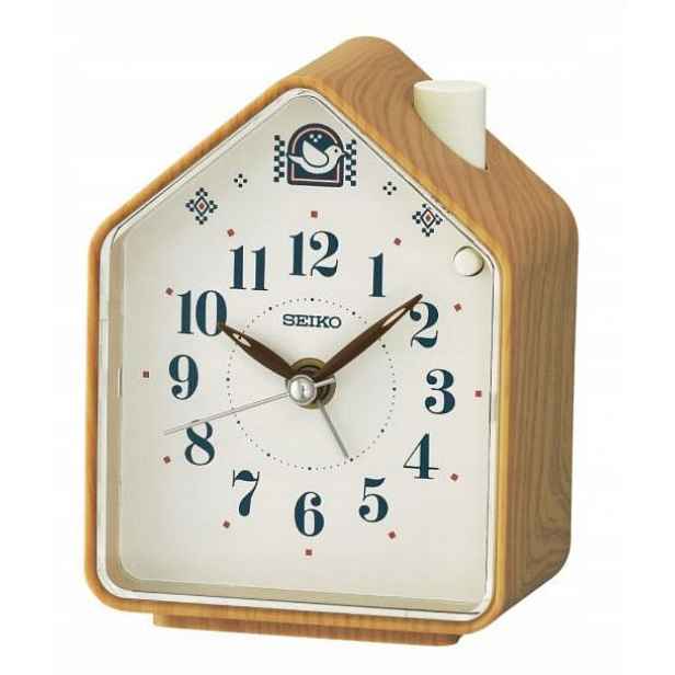 Hnědý Budík Seiko QHP011B Kukačka Zpěv Ptáků Regulace Hlasitosti Alarm