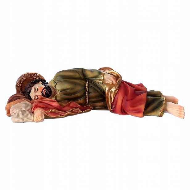Krásná figurka Spící ležící svatý Josef Ručně Malovaná 20 cm dlouhá