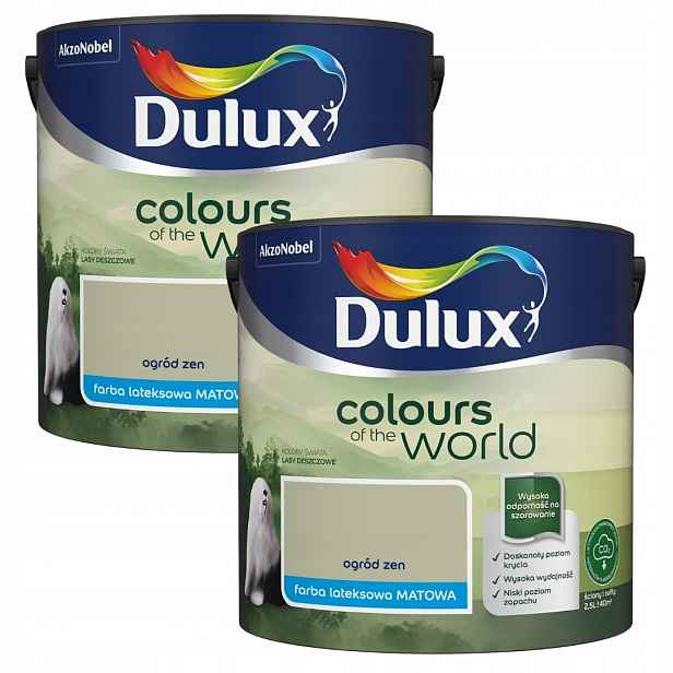 Set Dulux Barvy Světa 2x2,5L Barva Latexová Emulze Zahrada Zen 5L