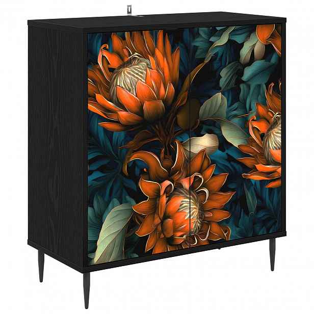 vidaXL Servírovací skříň LOCHEM Černý dub 69 x 33 x 76 cm