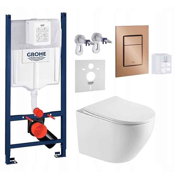 Wc stojan Grohe Rapid Sl s mísou Wc Blatna a tlačítkem kartáčovaná měď