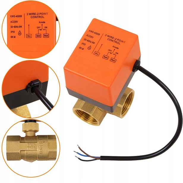 3-CESTNÝ Elektrický Kulový Kohout DN25 AC220V