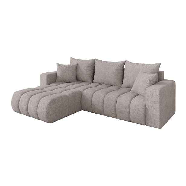 ALTDECOR ROHOVÁ SEDAČKA s funkcí spaní, otoman vlevo MILA-L-v1 277x195x86 světle šedá velur