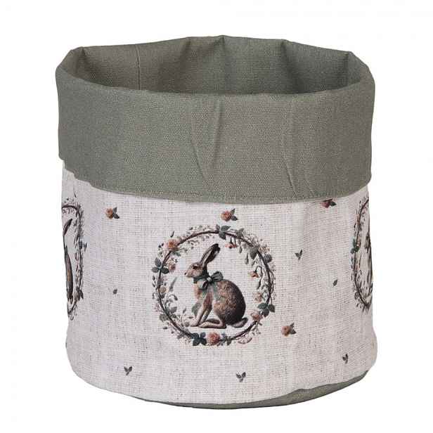 Bavlněný košík na pečivo se zajícem Natural Linen Easter - Ø 15*16 cm Clayre & Eef