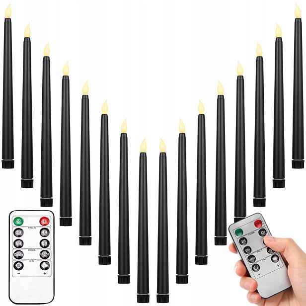 Bezplamenná Led svíčka, 300 hodin, 16 Kusů, černá
