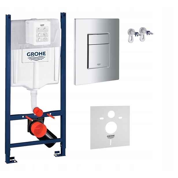 Kompletní podomítkový Wc set s podstavcem Grohe tlačítko stříbrný chrom