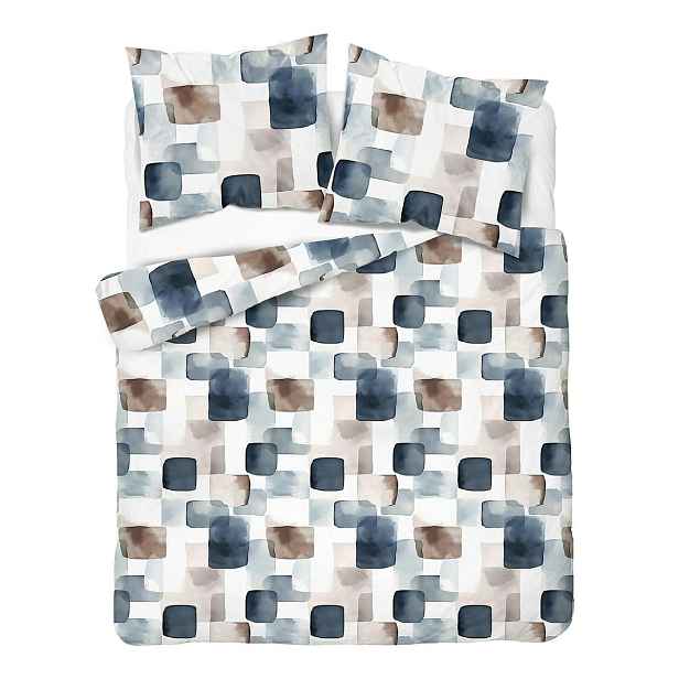 Povlečení 220x200 šedá, modrá s geometrickým motivem Home Satin