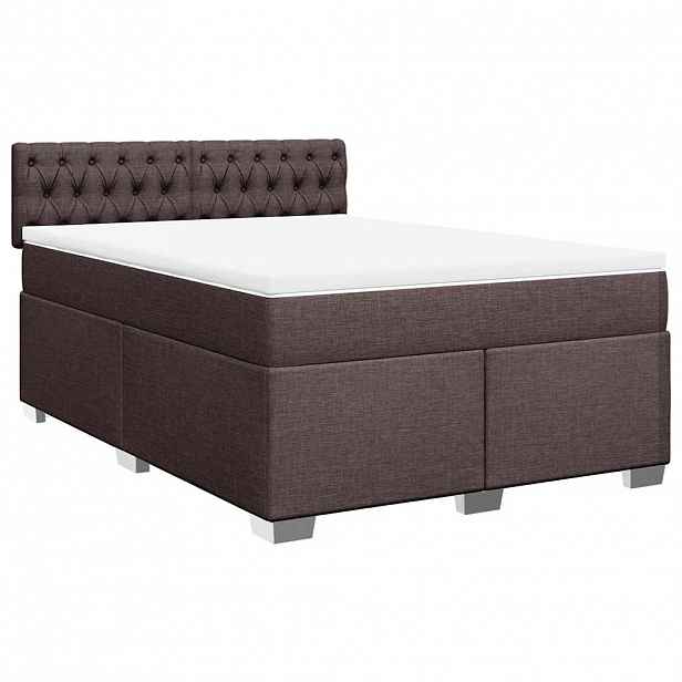 vidaXL Box spring postel s matrací tmavě hnědá 140x190 cm textil