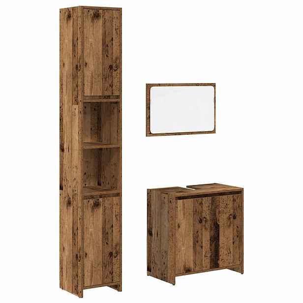 vidaXL 3dílná koupelnová sestava old wood kompozitní dřevo