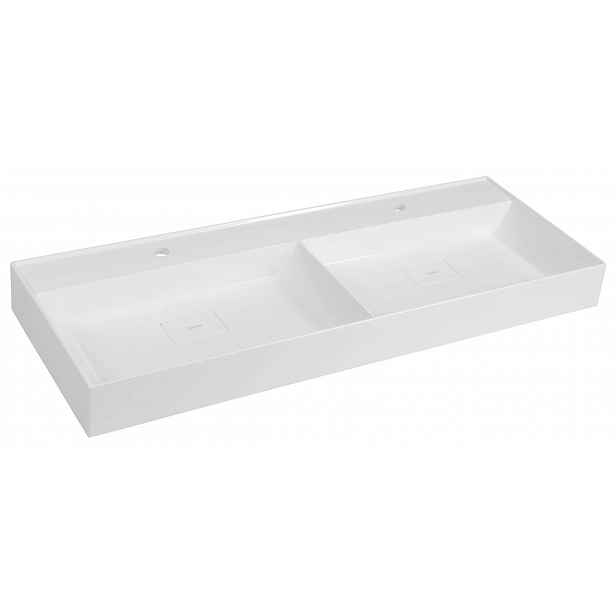 Sapho Godiva - Dvojumyvadlo 119x44 cm, bez přepadu, 2 otvory pro baterie, bílá GU119