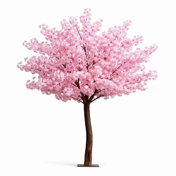 3D umělý strom Sakura 200 × 150 cm, růžová dekorace, IP44 venkovní, kov a plast