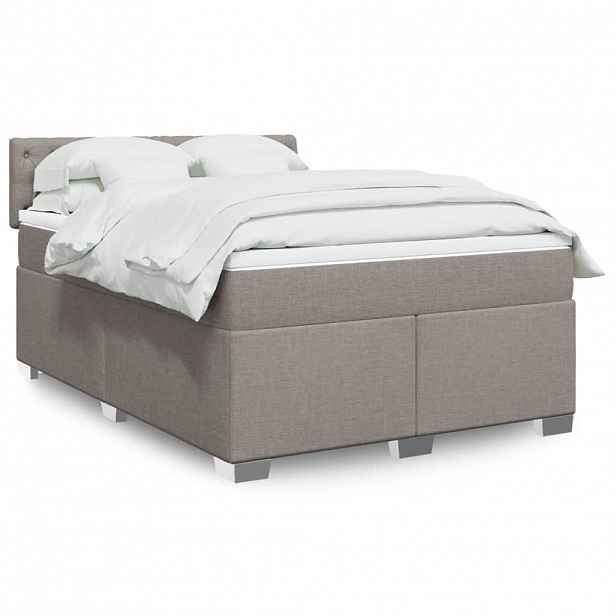 vidaXL Box spring postel s matrací taupe 140x190 cm textil