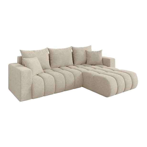 ALTDECOR ROHOVÁ SEDAČKA s funkcí spaní, otoman vpravo MILA-L-v1 277x195x86 krémová velur