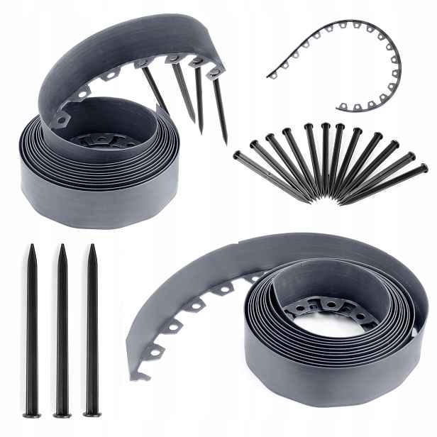 Zahradní Lem Trávníkový Plast 10 m Šedý 10 cm