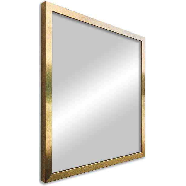 Zrcadlo v rámu 80x80, moderní úzký zlatý rám