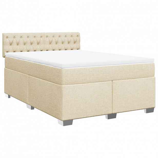 vidaXL Box spring postel s matrací krémová 140x190 cm textil