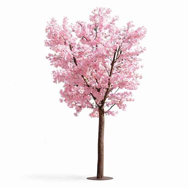 3D umělý strom Sakura 300 × 200 cm, růžová dekorace, IP44 venkovní, kov a plast