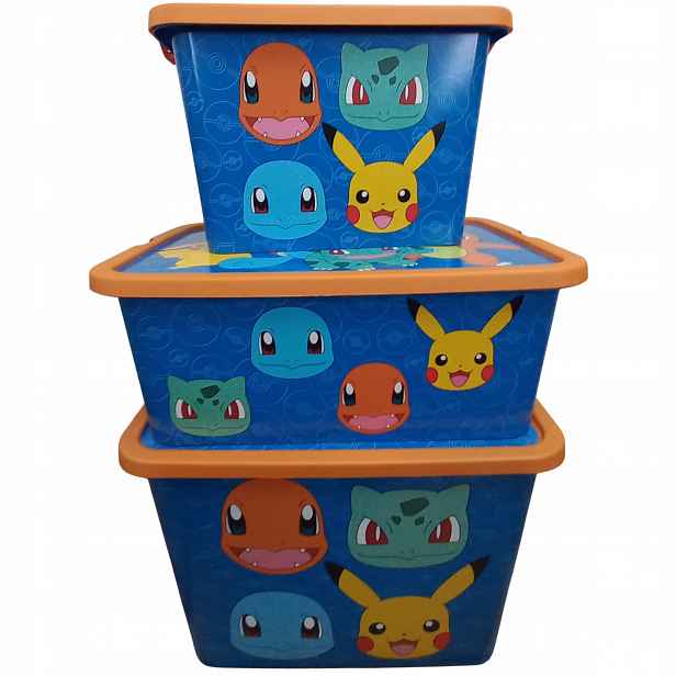 Krabička s víkem pro děti Pokémon Pikachu 3 kusy