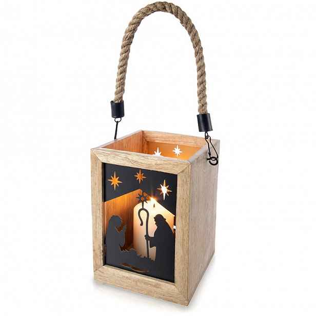 Lampion na svíčku betlém Mango 14x14x20 cm