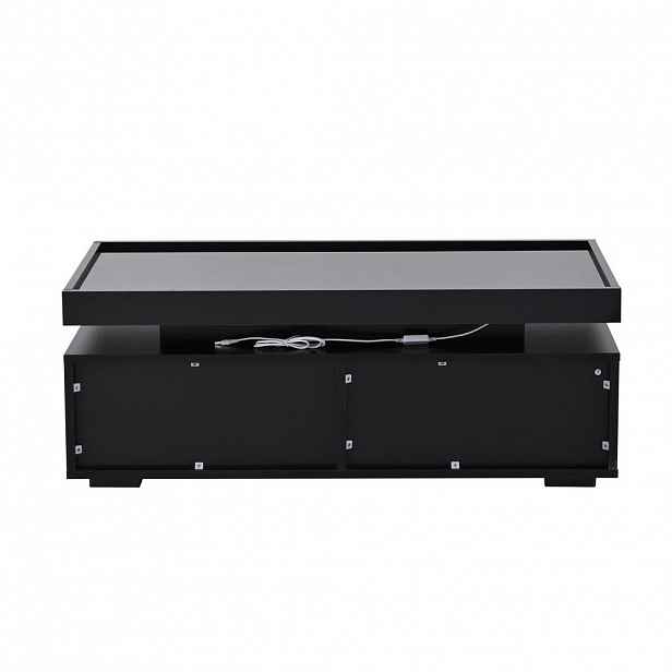 OKWISH KONFERENČNÍ stolek 95/45/35 cm černý z dřevotřísky s LED osvětlením a 2 zásuvkami