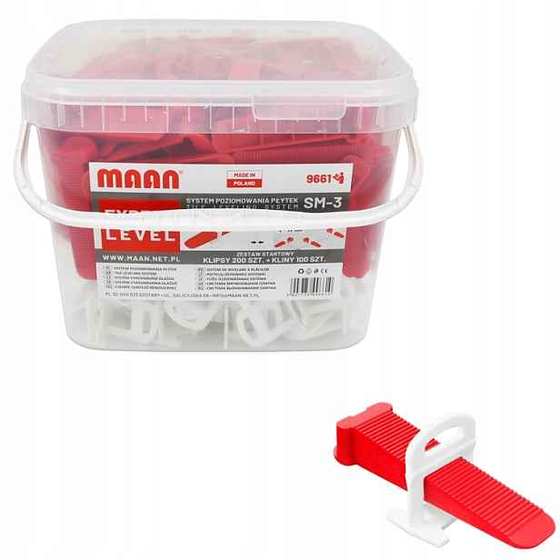 Sada pro pokládání dlaždic 4 17 mm klipy 1 mm 200 ks klínky 100 ks