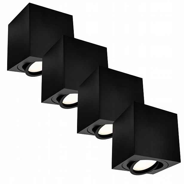 4x Nástěnné svítidlo Tuba Halogenové pohyblivé GU10 Led 80x85 do pokoje, černé