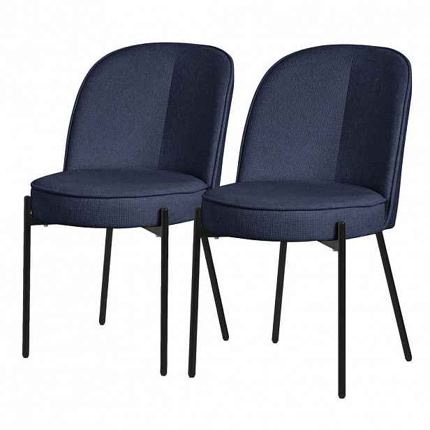 ML-DESIGN JÍDELNÍ ŽIDLE, sada 2 ks, tmavě modrá, s látkovým potahem