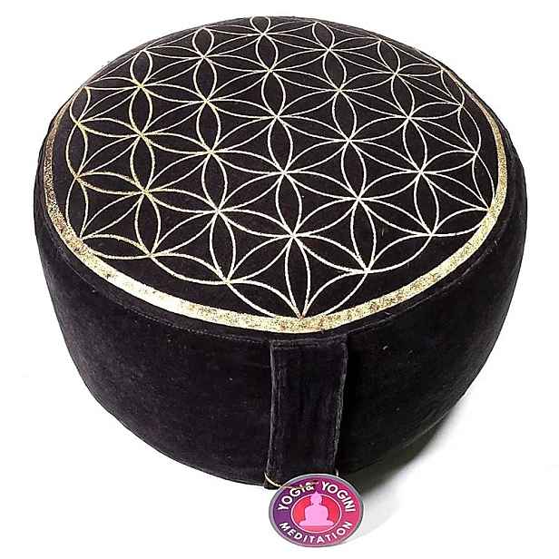 Polštář pro meditaci Bavlněný Vintage Pohanka Květ života 33x17 cm