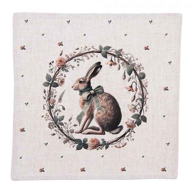6ks bavlněný ubrousek se zajícem Natural Linen Easter - 40*40 cm Clayre & Eef