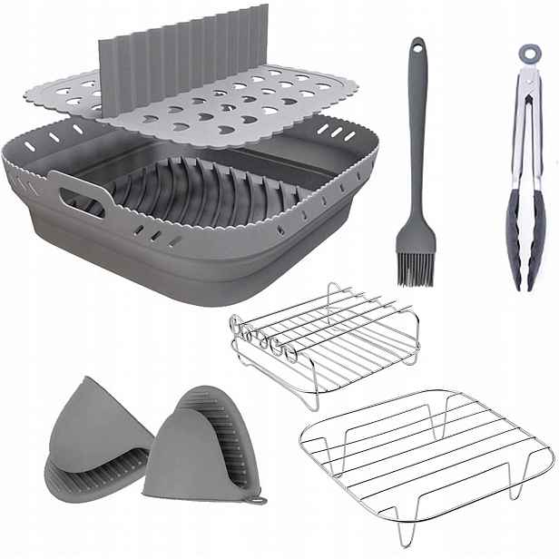 8 ks rošt akcesoria šedý air fryer organizér do masa batátů gril