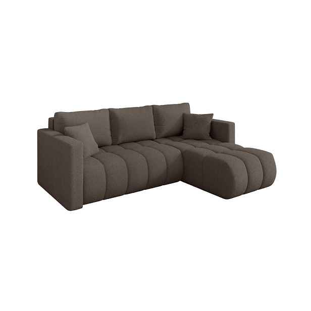 ALTDECOR ROHOVÁ SEDAČKA s funkcí spaní, otoman vpravo GARD-L 226x146x85 hnědá bouclé