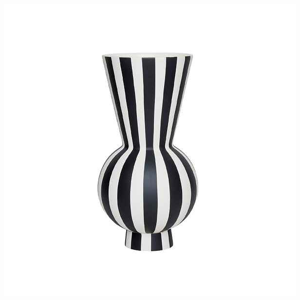 Bílá/černá ručně vyrobená váza z kameniny (výška 28 cm) Toppu – OYOY Living Design